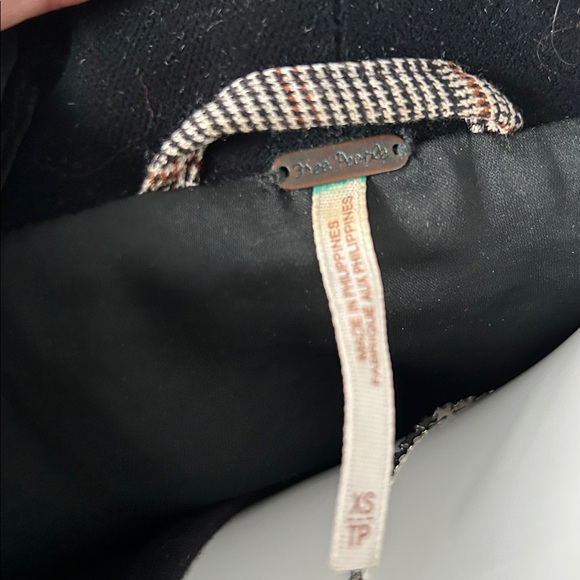 Free People Plaid Velvet Trim Blazer Oversized Boyfriend XS S M - Picture 14 of 16